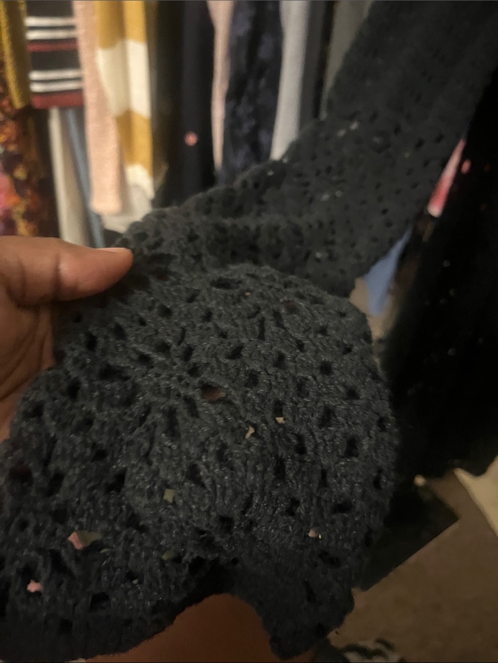 52 Weekends Black Crochet Button-Front Cardigan - Picture 5 of 8